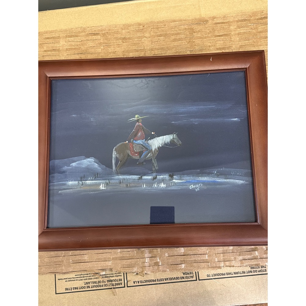 Vintage Chesbro 05 Original Western Painting Cowboy Horse Rider Framed Art